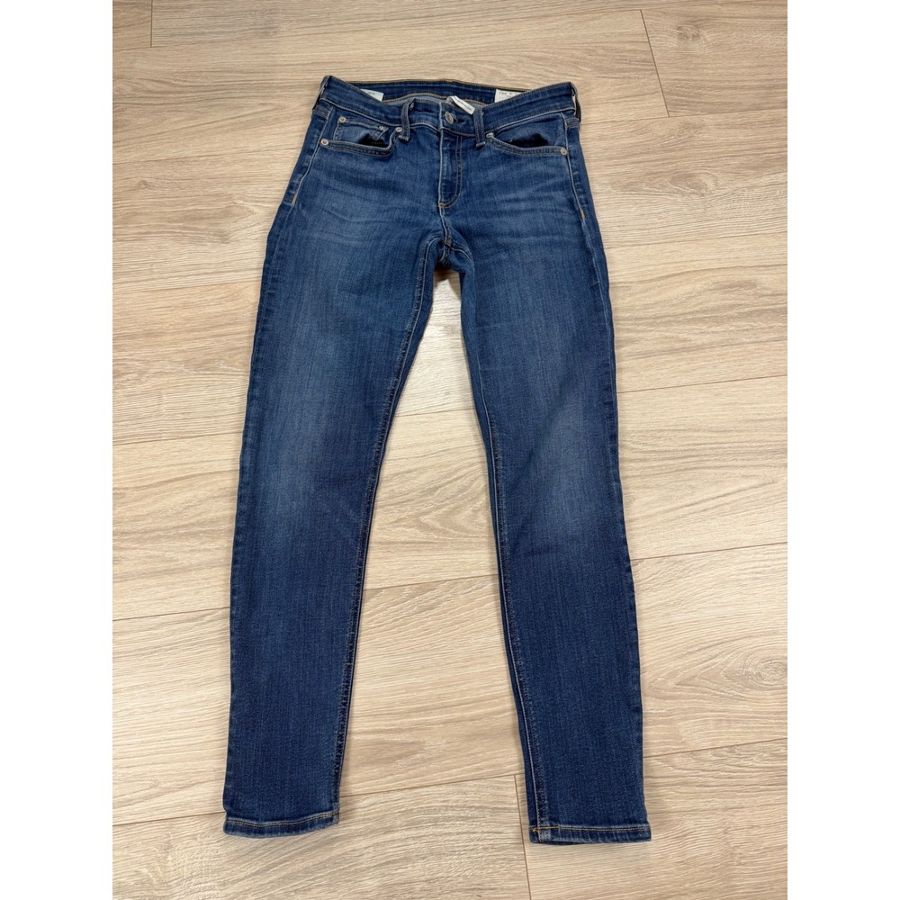 Rag & Bone Cate Mid-Rise Ankle Skinny Jeans Cliff Blue Wash Sz 24 WDD20F2651R2CF